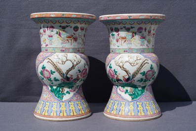 Four Chinese famille rose vases, 19th C.
