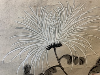 Wu Shuben (China, 1869-1938): Floral composition, ink and color on silk