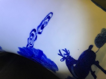 A Chinese blue and white 'deer and crane' yenyen vase, Kangxi