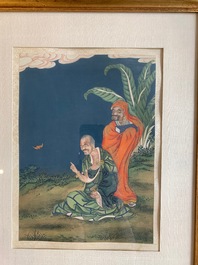Four Chinese paintings of immortals, ink and color on paper, 19th C.