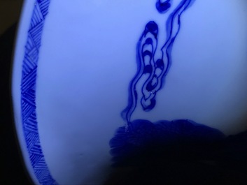 A Chinese blue and white 'deer and crane' yenyen vase, Kangxi