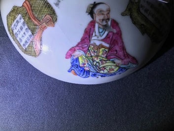 A Chinese famille rose 'Wu Shuang Pu' bowl and cover, 19th C.