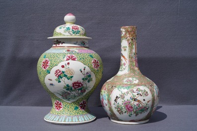 Four Chinese famille rose vases, 19th C.