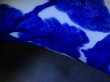 A Chinese blue and white 'deer and crane' yenyen vase, Kangxi