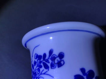 A Chinese blue and white rouleau vase with qilins, Kangxi