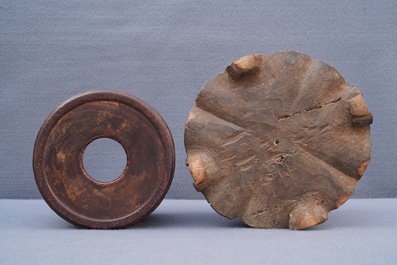 Two Chinese wooden brush pots, 19/20th C.