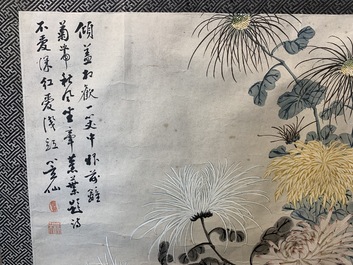 Wu Shuben (China, 1869-1938): Floral composition, ink and color on silk