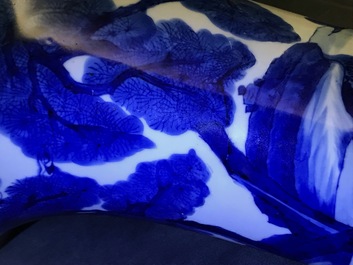 A Chinese blue and white 'deer and crane' yenyen vase, Kangxi
