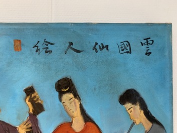 Sadji (Sha Qi, Sha Yinnian) (1914-2005): Vier Chinese muzikantes, olie op doek