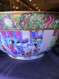 Four Chinese Canton famille rose, Imari-style and blue and white bowls, 18/19th C.