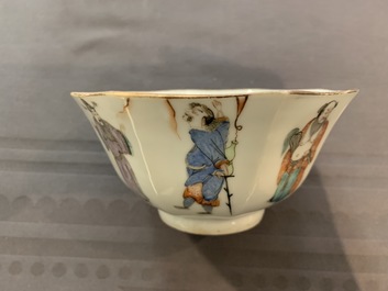 Negen Chinese famillle rose kommen, 19e eeuw