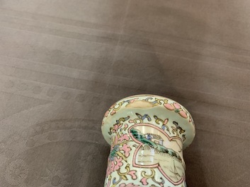 Five Chinese famille rose and verte vases, 19th C.