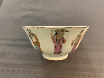 Negen Chinese famillle rose kommen, 19e eeuw