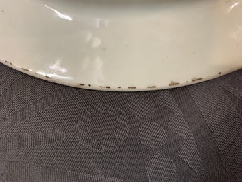 A Chinese blue and white flower scroll basin, Qianlong