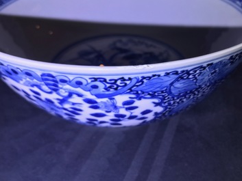 Four Chinese Canton famille rose, Imari-style and blue and white bowls, 18/19th C.