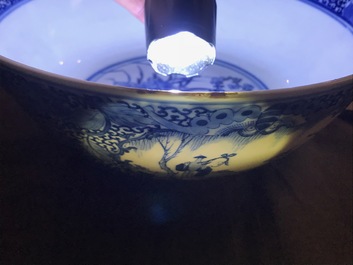 Four Chinese Canton famille rose, Imari-style and blue and white bowls, 18/19th C.