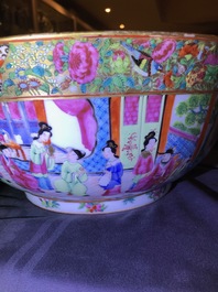 Four Chinese Canton famille rose, Imari-style and blue and white bowls, 18/19th C.