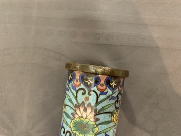 A pair of Chinese cloisonn&eacute; bottle vases, 19th C.