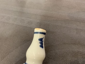 Thirteen Chinese blue and white and famille verte miniature vases, Kangxi and later