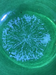 A pair of Chinese monochrome green bowls, Kangxi