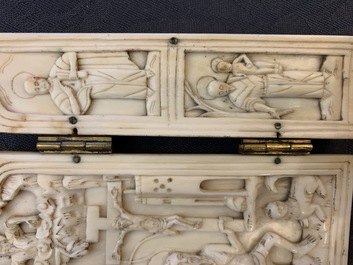 An Indo-Portuguese or Hispano-Philippine ivory triptych, 19th C. or older