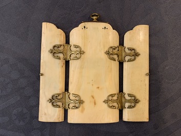 An Indo-Portuguese or Hispano-Philippine ivory triptych, 19th C. or older