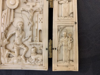 An Indo-Portuguese or Hispano-Philippine ivory triptych, 19th C. or older