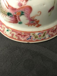 Six Chinese celadon bowls and a pair of bowls on stands for the Peranakan or Straits market, 19th C.