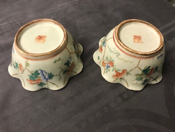 Six Chinese celadon bowls and a pair of bowls on stands for the Peranakan or Straits market, 19th C.