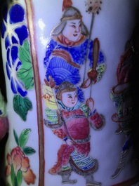 A pair of Chinese famille rose lady-handle vases, 19th C.