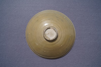 A Chinese Yaozhou celadon bowl with incised floral design, Song