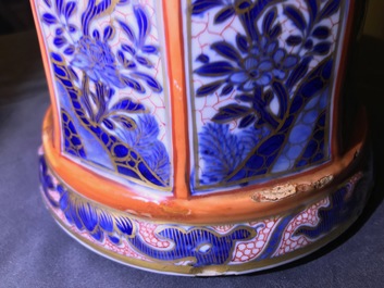 A Chinese blue and white vase with European clobbered decoration, Kangxi