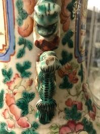 Two Chinese famille rose vases with court scenes, 19th C.