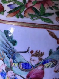 A pair of Chinese famille rose lady-handle vases, 19th C.