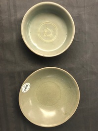 Two Korean celadon porcelain bowls, Goryeo/Joseon, 14/15th C.