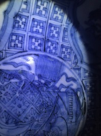 A large Chinese blue and white Swatow bowl, Ming
