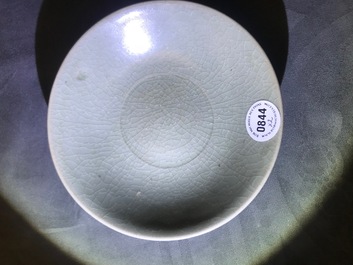 Two Korean celadon porcelain bowls, Goryeo/Joseon, 14/15th C.
