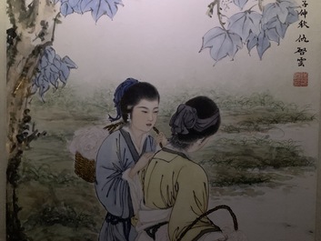 Qiu Qiyun, He Dunren, Chen Shoumei (China, 20th C.): three framed works, ink and color on paper