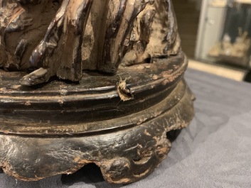Two Chinese wooden brush pots, 19/20th C.