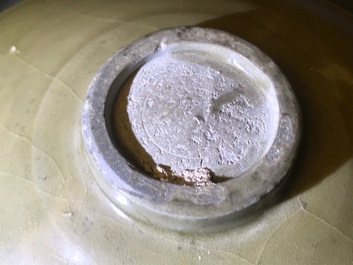 A Chinese Yaozhou celadon bowl with incised floral design, Song