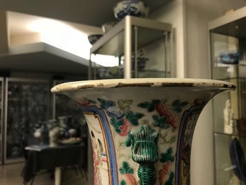 Two Chinese famille rose vases with court scenes, 19th C.