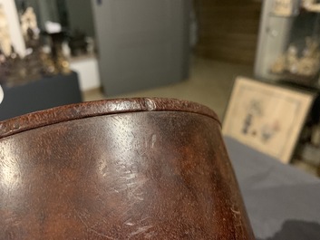 Two Chinese wooden brush pots, 19/20th C.