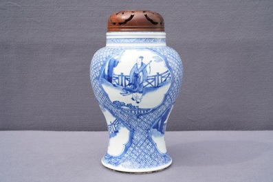 A Chinese blue and white 'immortals' vase, Kangxi