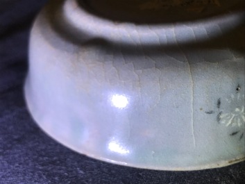 Two Korean celadon porcelain bowls, Goryeo/Joseon, 14/15th C.
