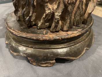 Two Chinese wooden brush pots, 19/20th C.