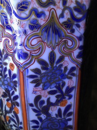 A Chinese blue and white vase with European clobbered decoration, Kangxi