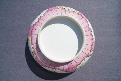 A large Chinese famille rose 'lotus' bowl with mandarin design, Qianlong