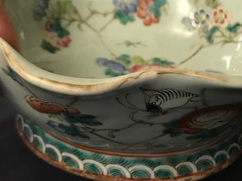Six Chinese celadon bowls and a pair of bowls on stands for the Peranakan or Straits market, 19th C.