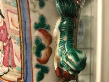 Two Chinese famille rose vases with court scenes, 19th C.