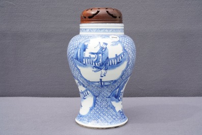A Chinese blue and white 'immortals' vase, Kangxi